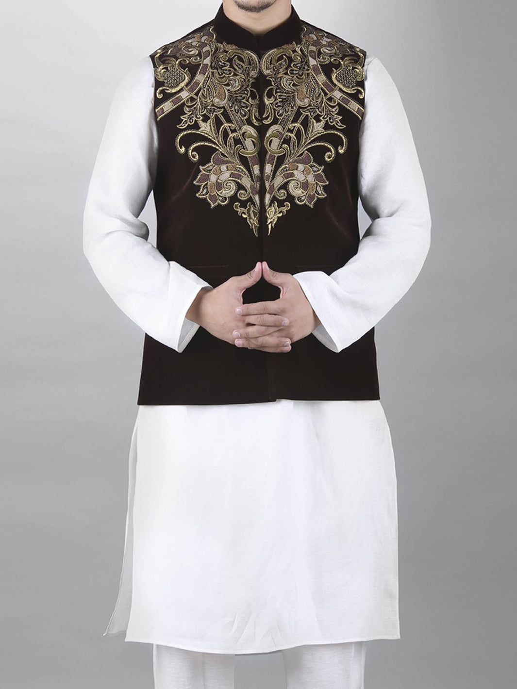 ALMIRA 01 PC WASTCOAT VELVET / BROWN