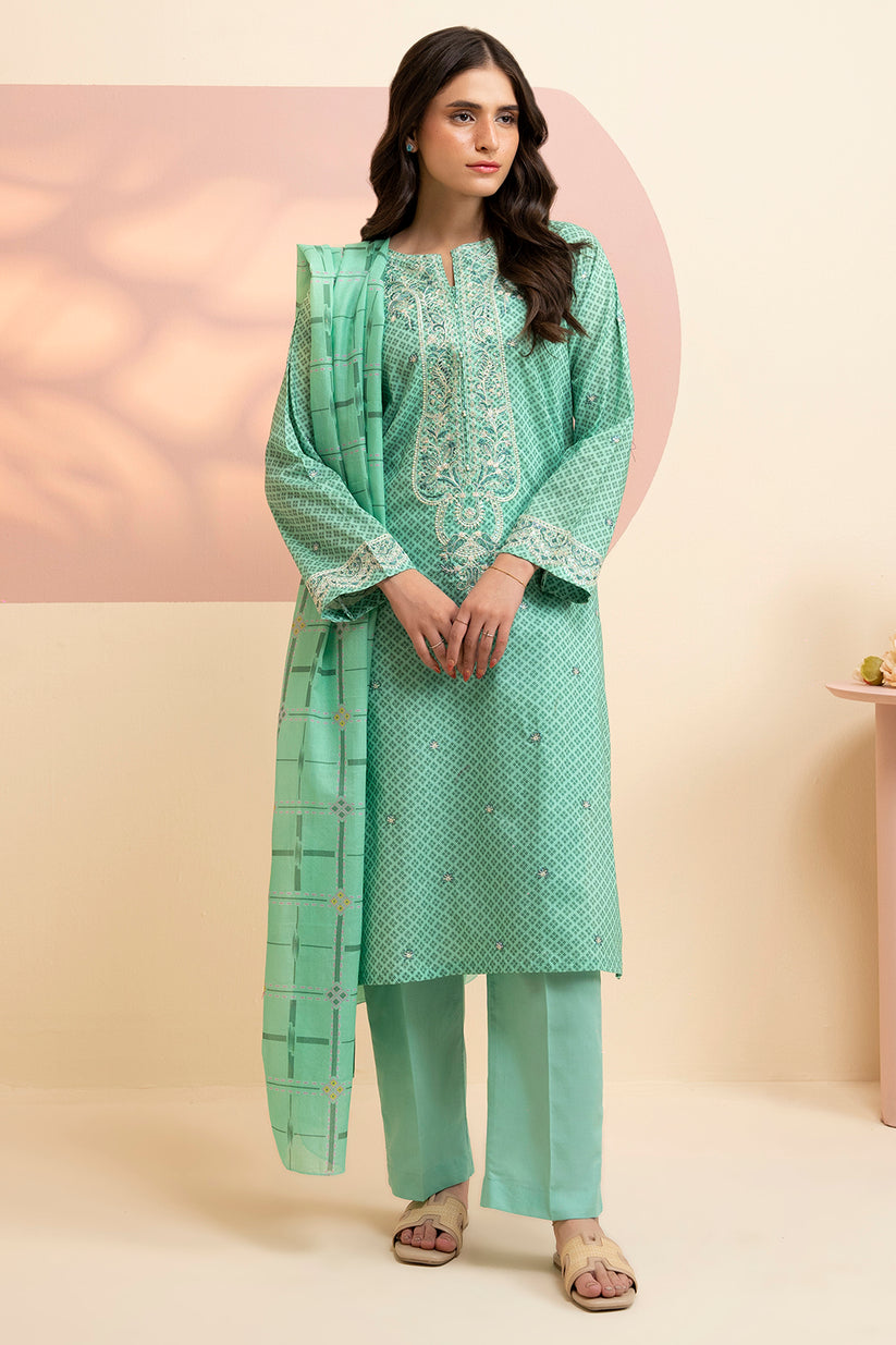 zellbury 03 pc stitch suit / sea green -366
