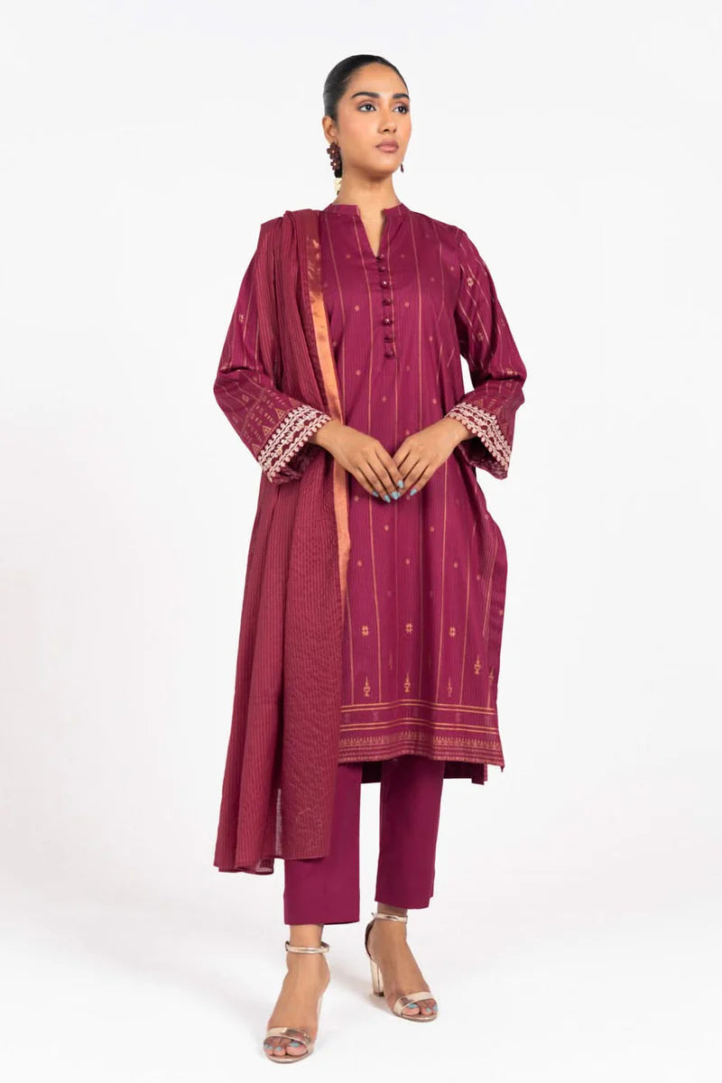 ALKARAM RTW | SHIRT & TROUSER ZARI LAWN | EMBROIDERED
