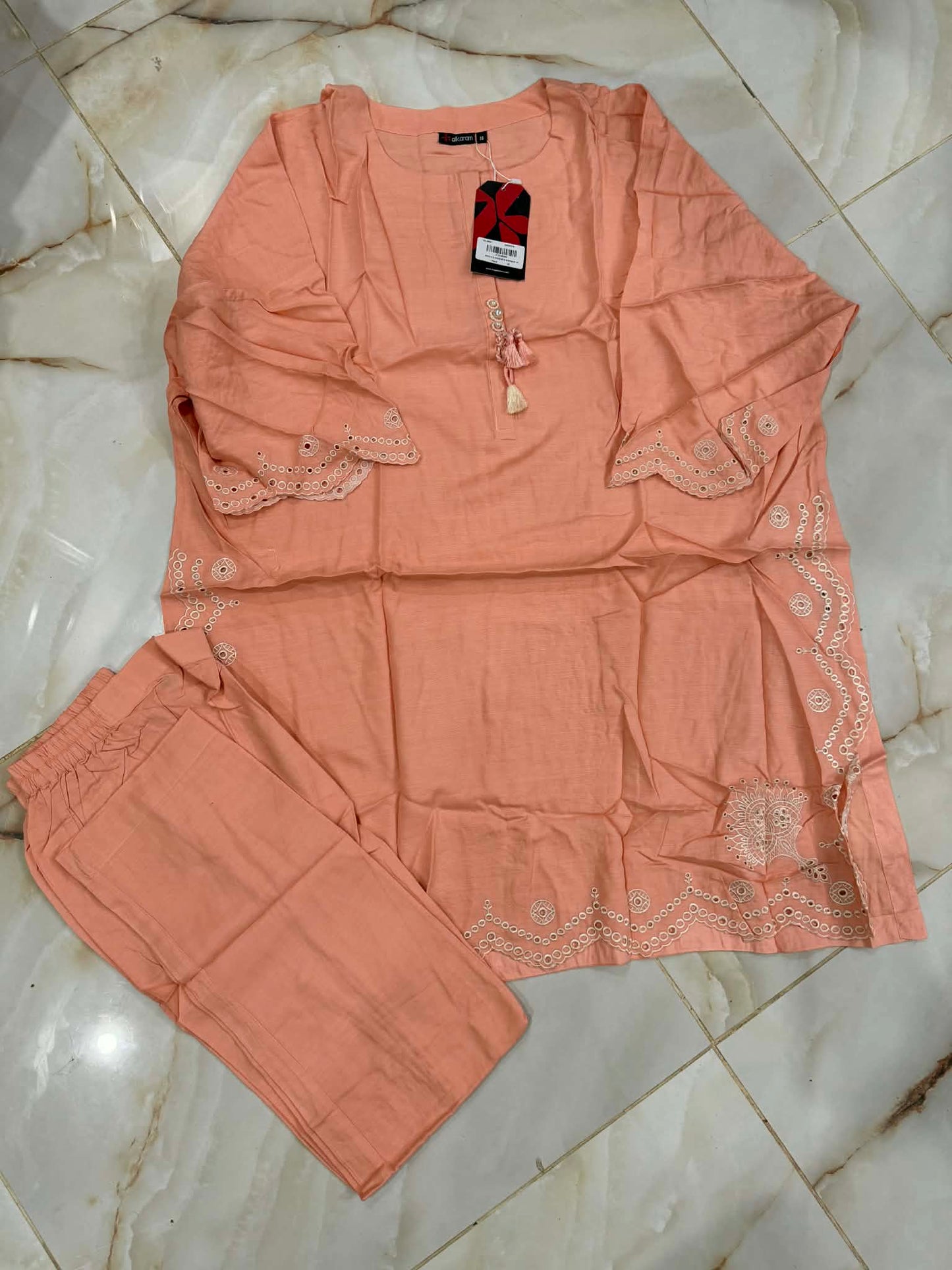 ALKARAM 02 PC STITCH SUIT / PEACH