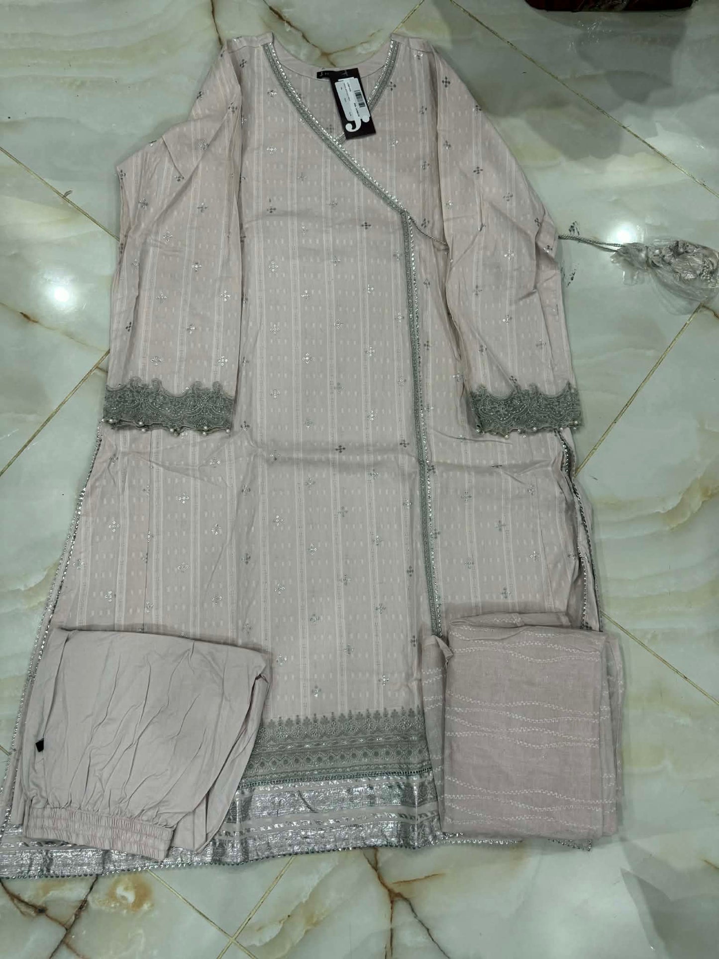 j. 03 pc stitch suit / light peach