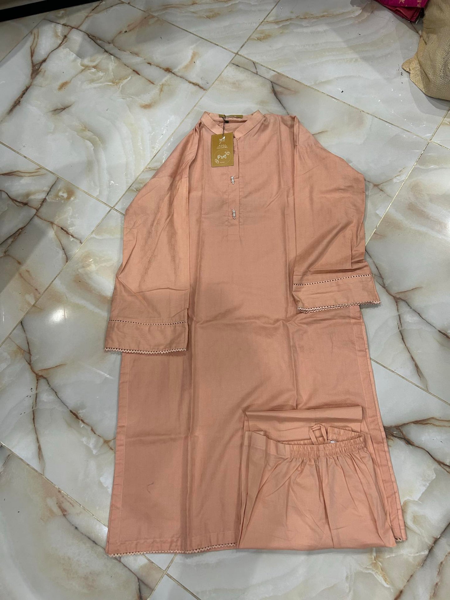 MTJ 02 pc stitch suit / peach-3051
