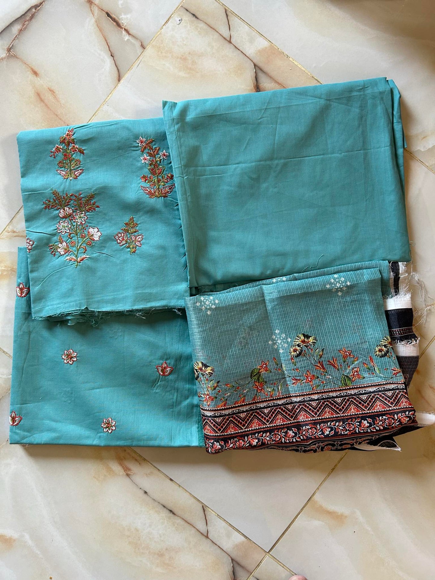 bonanza 03 pc unstitch suit / sea green