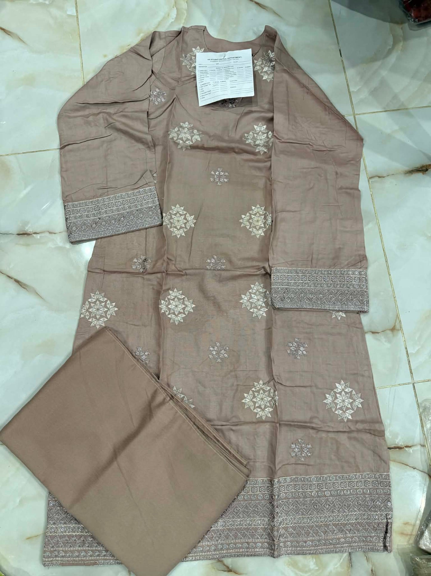 AL KARAM 02 PC STITCH SUIT / LIGHT BROWN