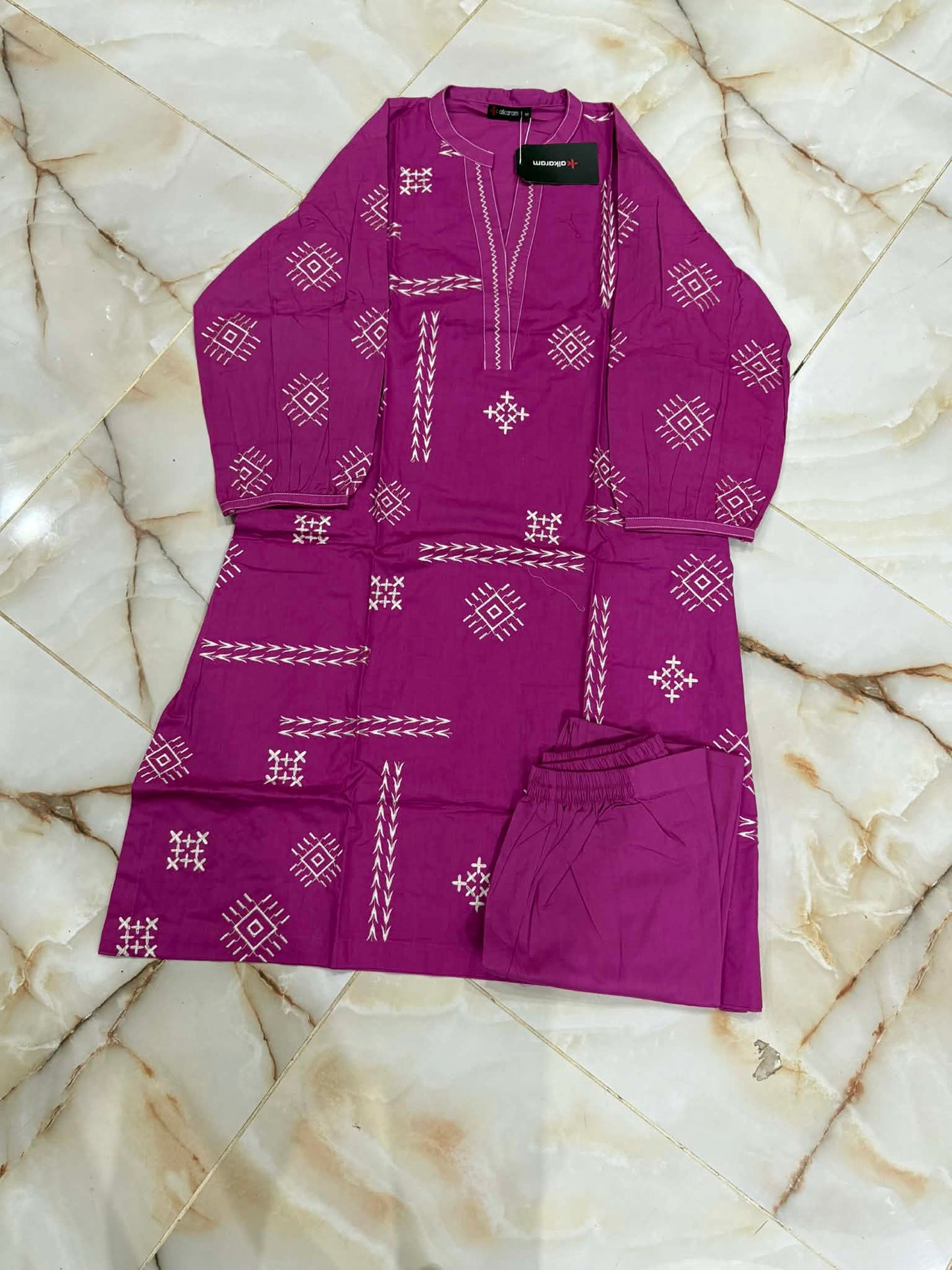ALKARAM 02 PC STITCH SUIT / PURPLE