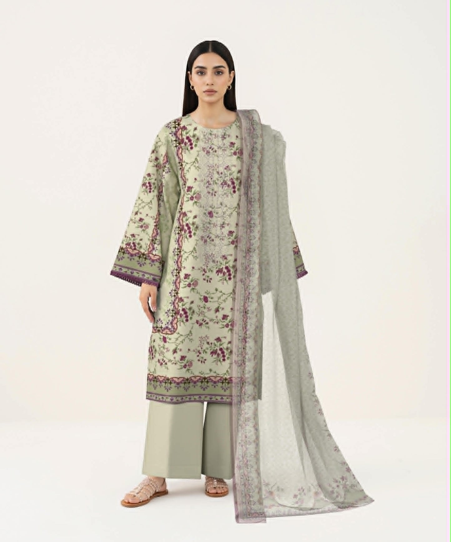 SAPPHIRE 03 PC EMBRO UNSTITCH SUIT / CREAM