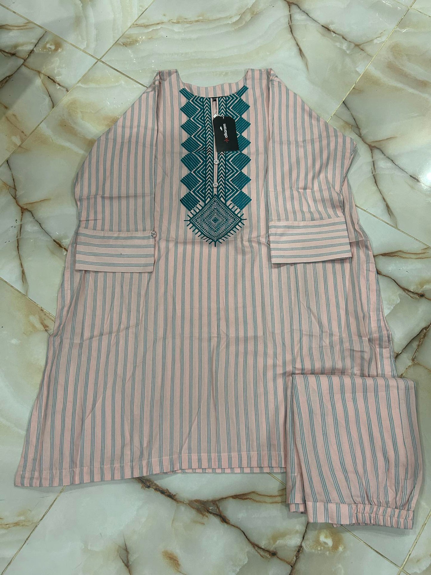 al karam 02 pc stitch suit / peach