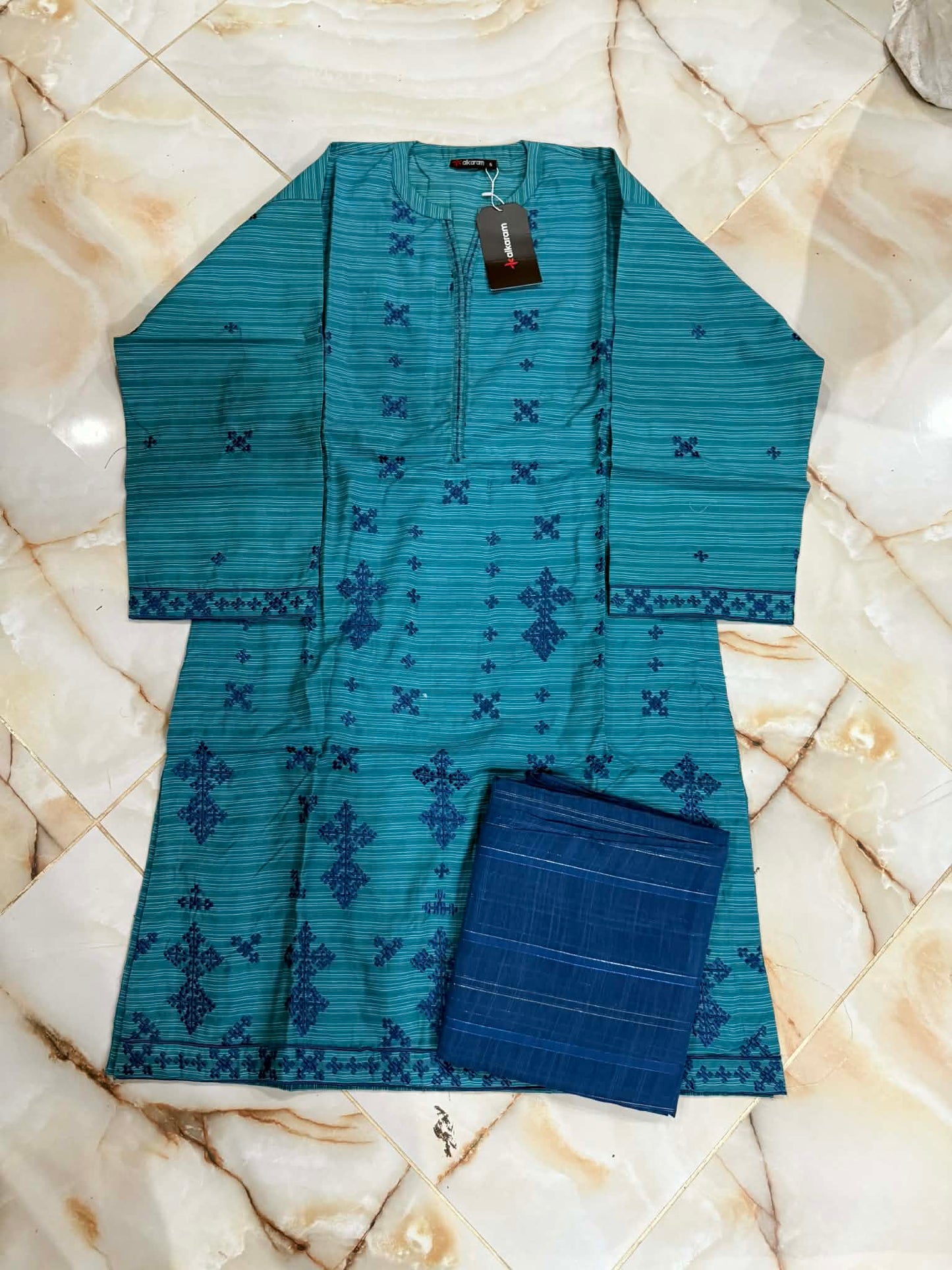 AL KARAM 02 PC STITCH SUIT / BLUE