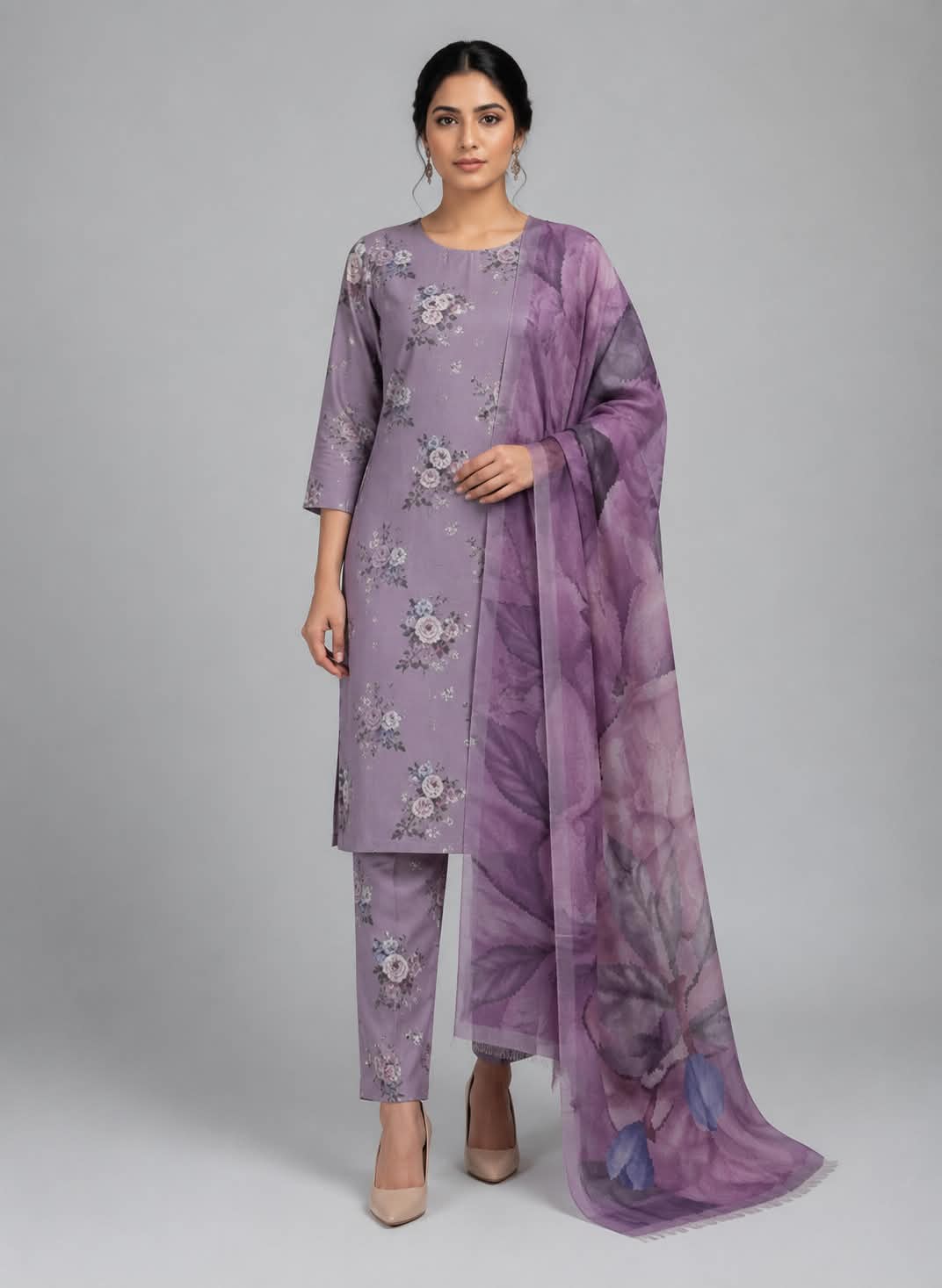BAROQUE 03 PC UNSTITCH SUIT / LEVENDER