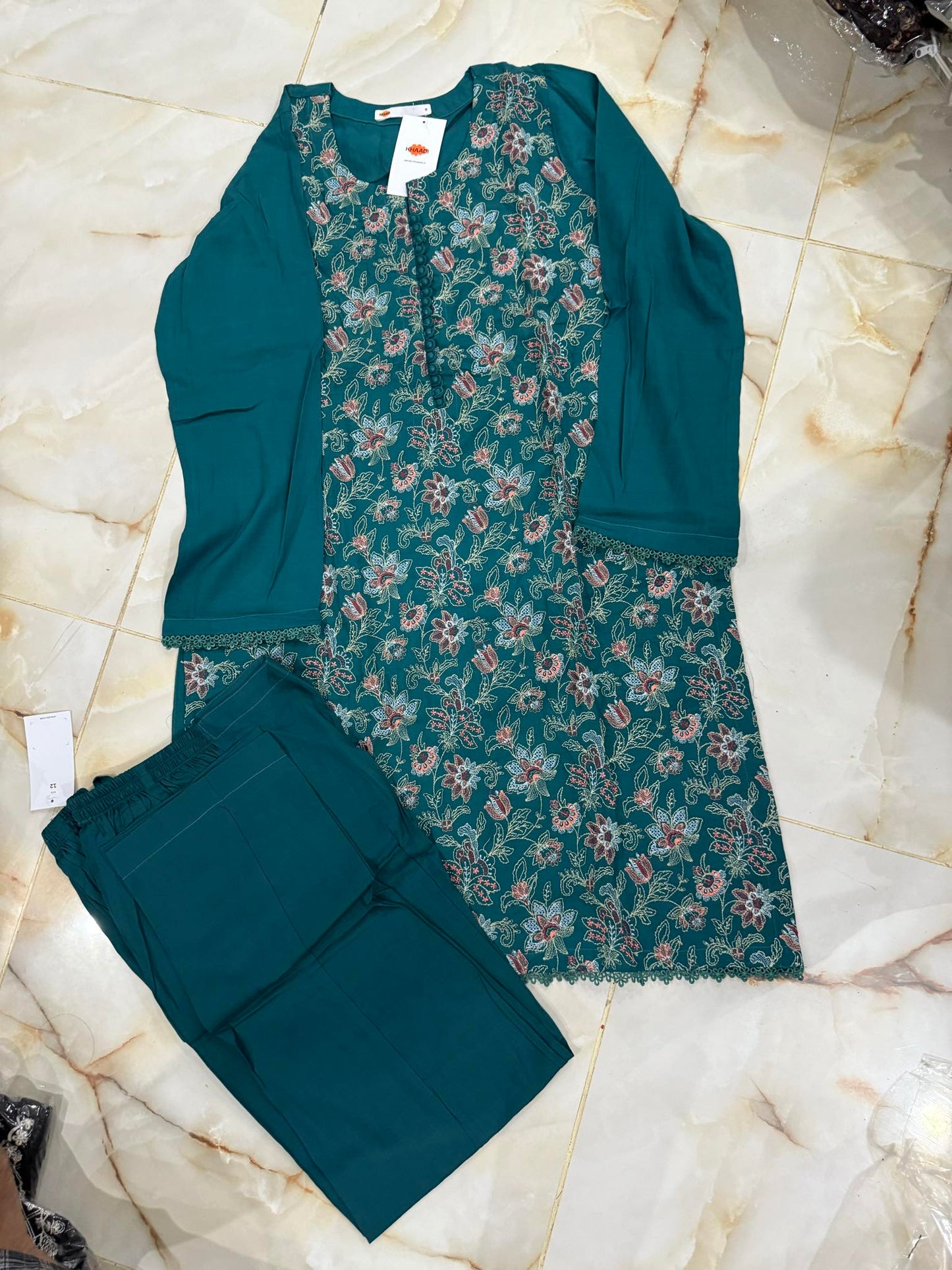 KHAADI 02 PC STITCH SUIT / SEA GREEN