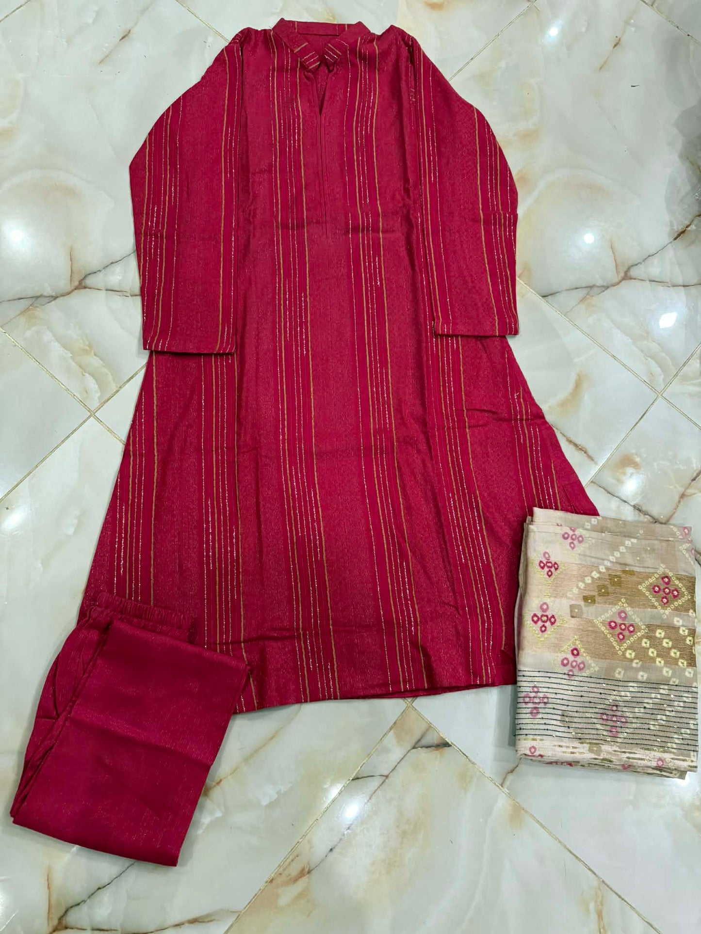 TAWAKAL 03 PC STITCH SUIT / RED