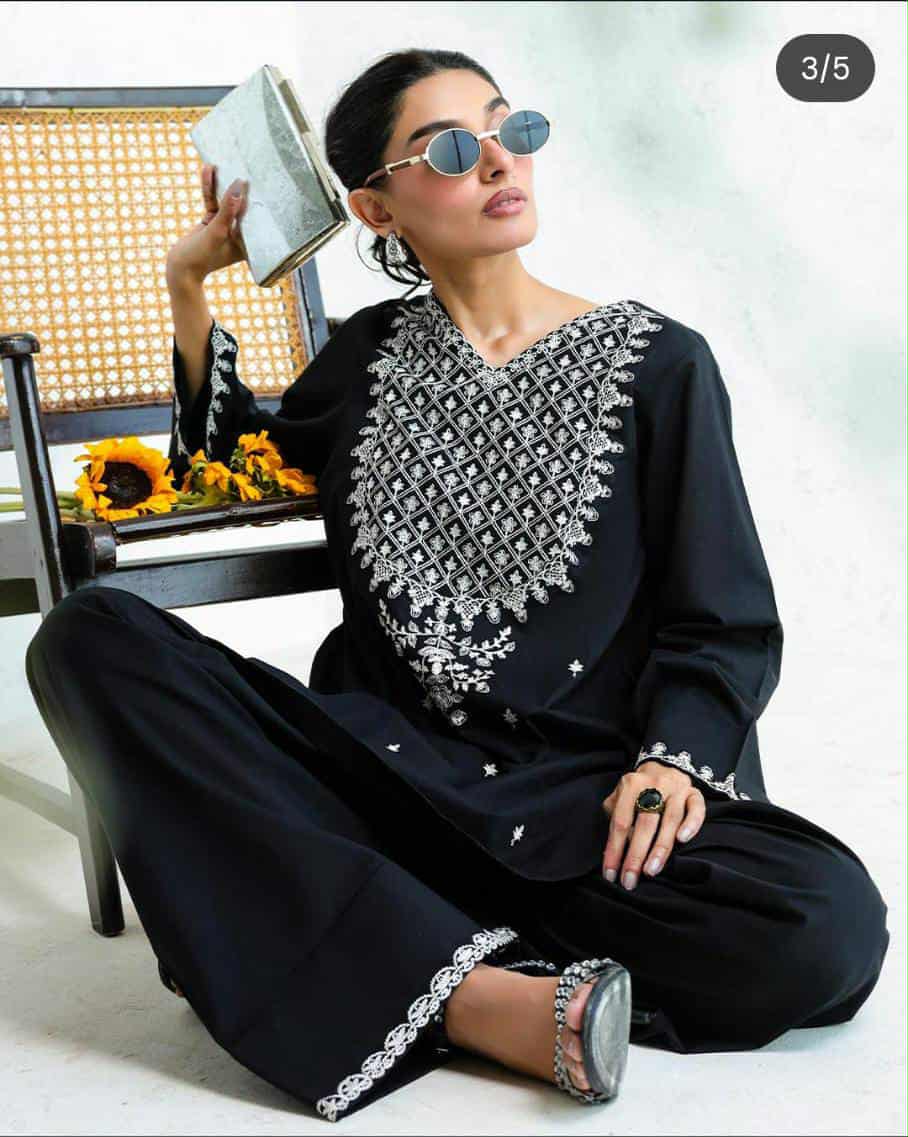 ASIM JOFA 02 PC STITCH SUIT / BLACK