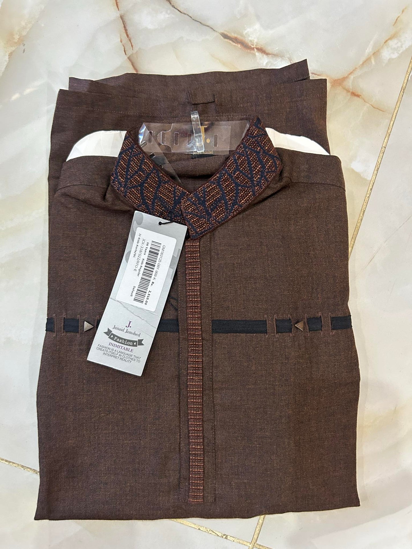 J. KIDS 01 PC STITCH KURTA / DARK BROWN