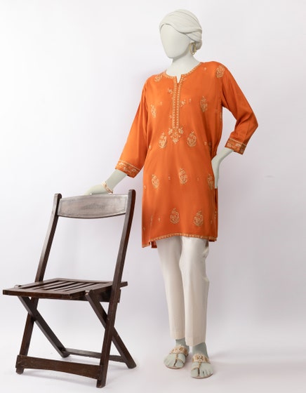 j. 01 pc stitch kurti / orange