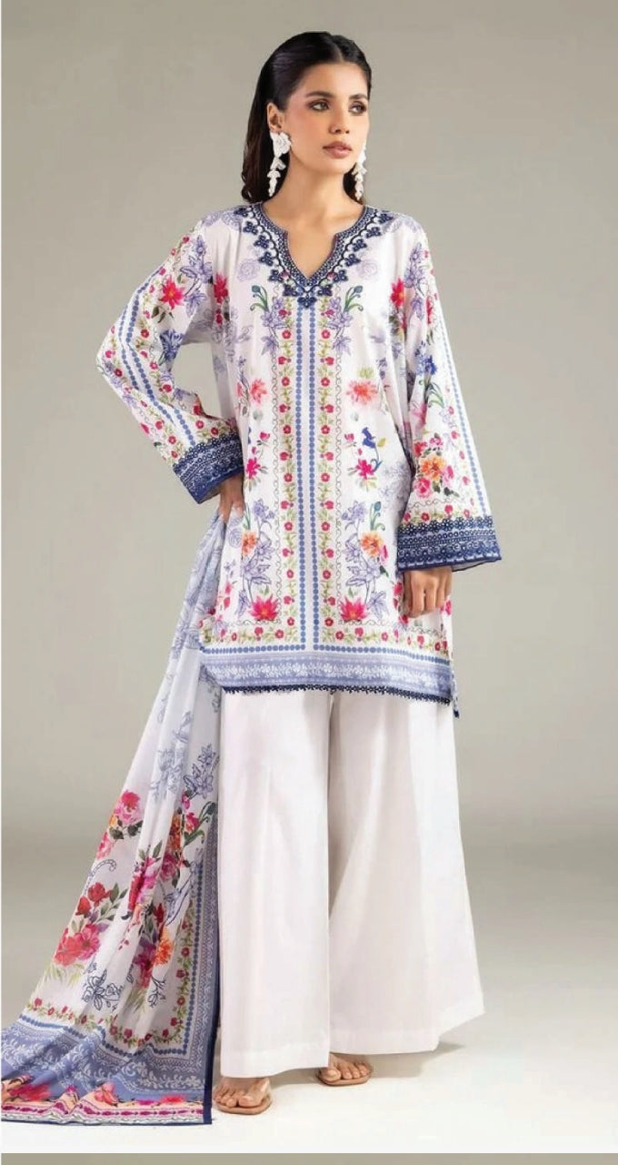 KHAADI 03 PC UNSTITCH SUIT EMBROIDERED LAWN A 11-26-113FJ1
