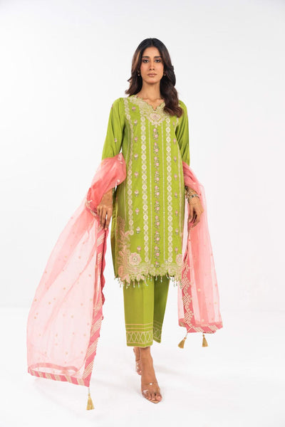AL-KARAM HEAVY LUXURY FORMAL EMB LAWN 3PC UNSTITCH FC-12E-25-LIME GREEN