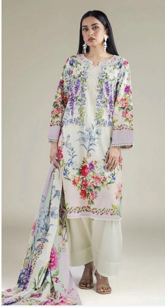 KHAADI 03 PC UNSTITCH SUIT EMBROIDERED LAWN A 11-26-113FG1