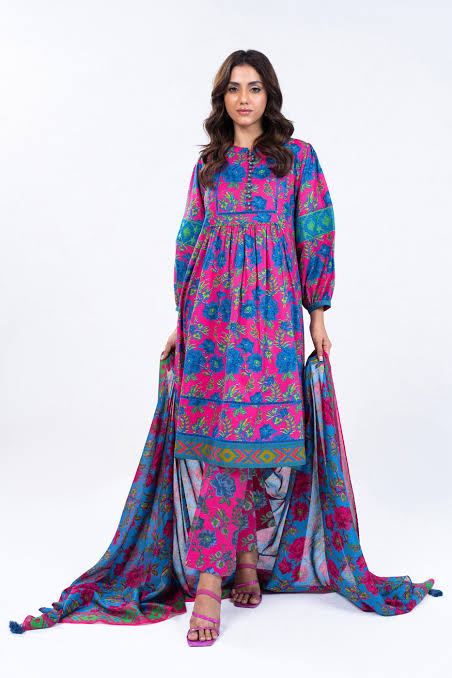 AL-KARAM unstitch lawn 3pc SS-01-24-2-PINK