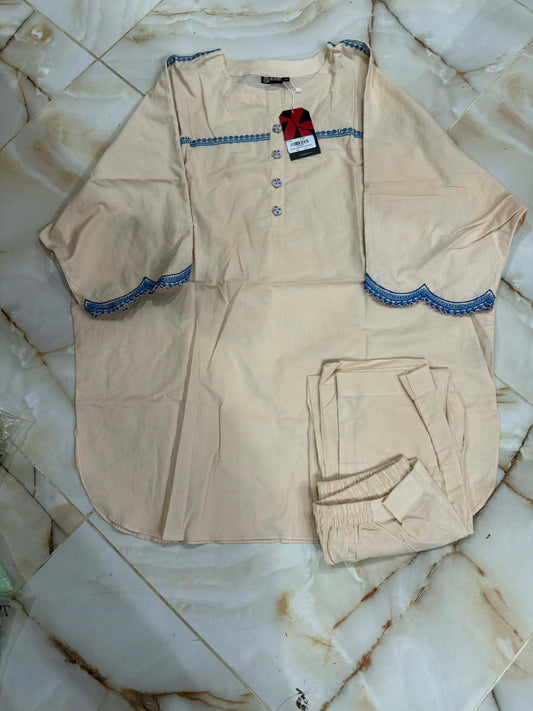 AL KARAM 02 PC STITCH SUIT / CREAM