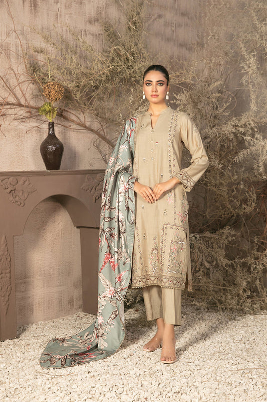 TAWAKAL SARAN 03 PC STITCH SUIT / CREAM D-4065