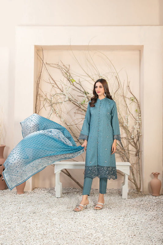 TAWAKAL RUBA 03 PC STITCH SUIT / LIGHT BLUE -D-9542