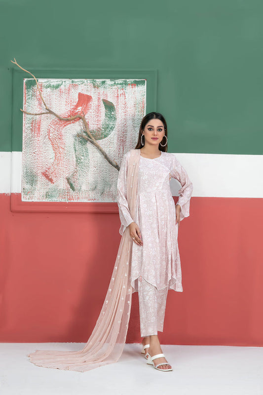 TAWAKAL LIDA 03 PC STITCH SUIT /LIGHT BROWN D-9438