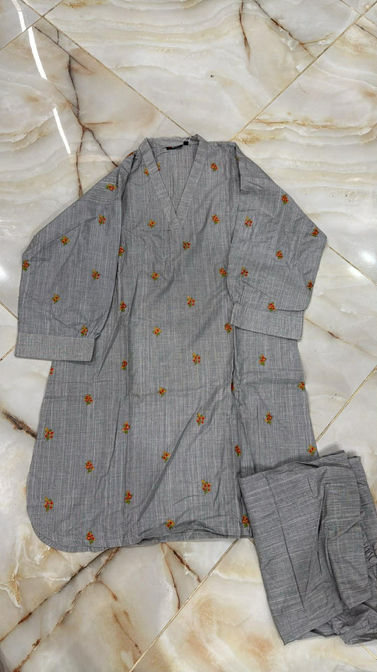 AL KARAM 02 PC STITCH SUIT / GREY