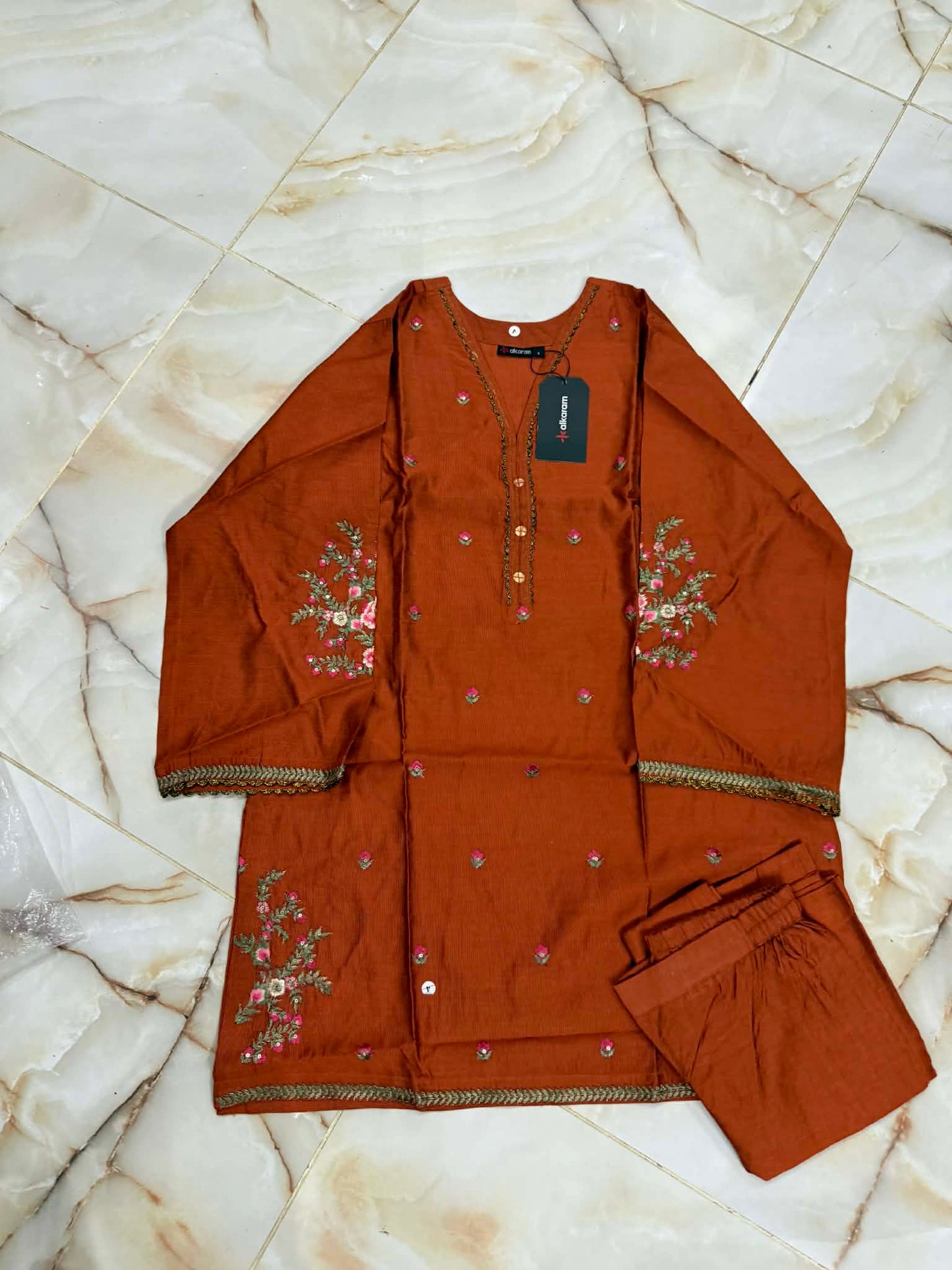 AL KARAM 02 PC STITCH SUIT / RUST