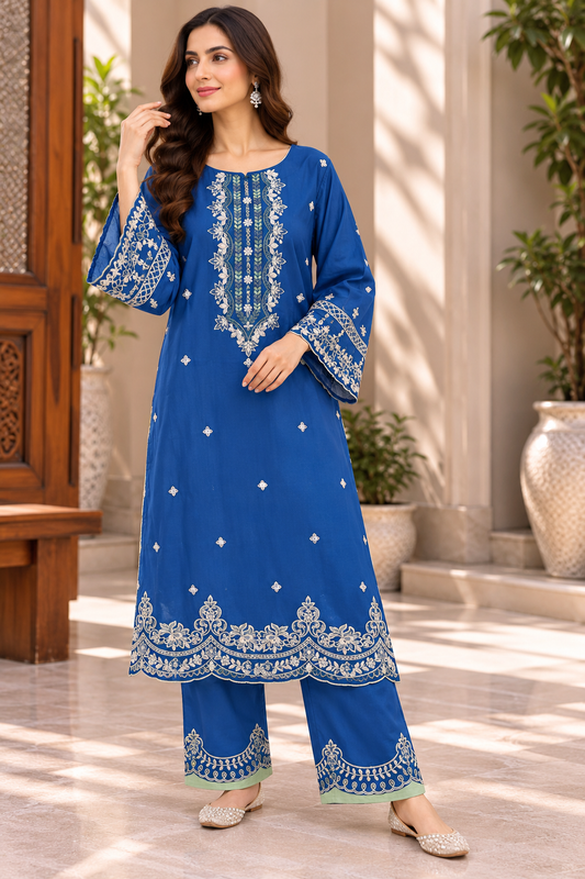 DHANAK 2pc STITCH HEAVY EMB formal chicken kari lawn2580