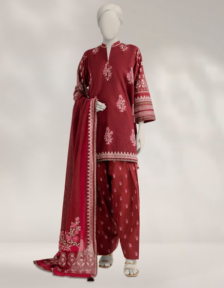 J. 02 PC STITCH SUIT / MAROON -1049