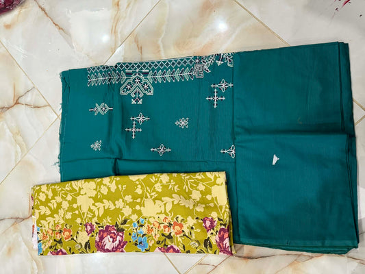khaadi 03 pc unstitch suit / sea green