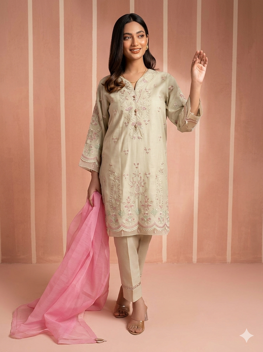 AL KARAM 03PC UNSTITCH EMB/ F2-15-25-Mint
