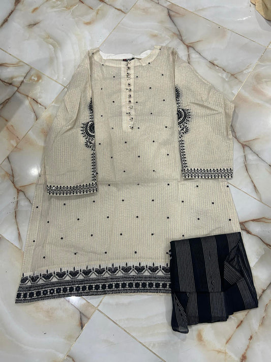 al karam 02 pc stirch suit /off white