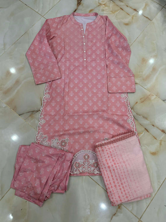 TAWAKAL 03 PC STITCH SUIT / PINK