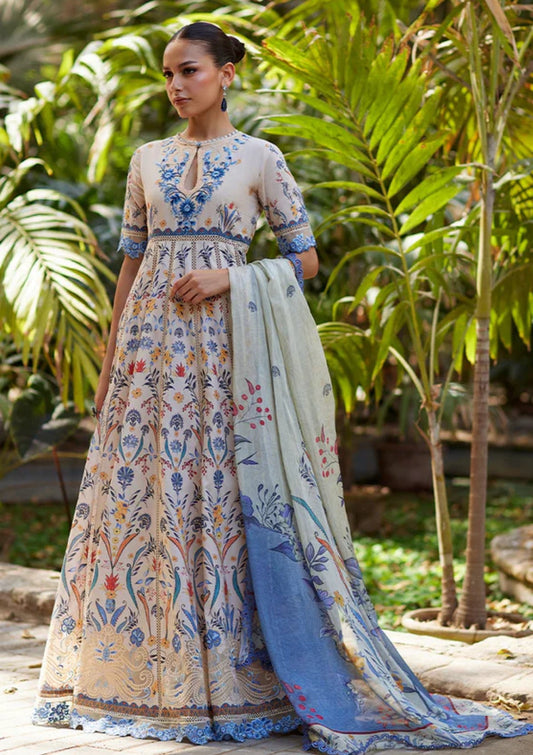 MINA HASAN 03 PC UNSTITCH SUIT / BEIGE -TARRA