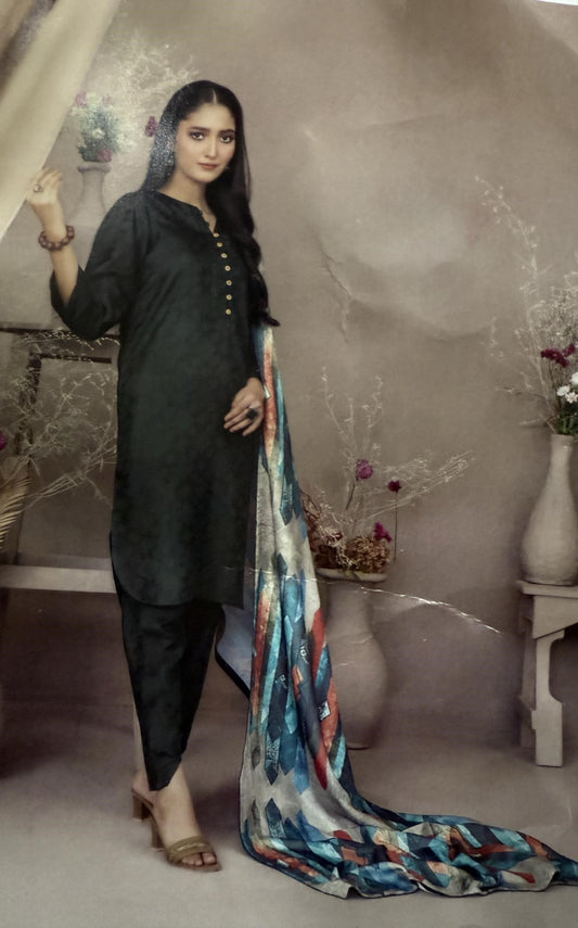 12/12 SALE TAWAKAL ZEYNEP 03 PC STITCH SUIT / GREEN D-5090