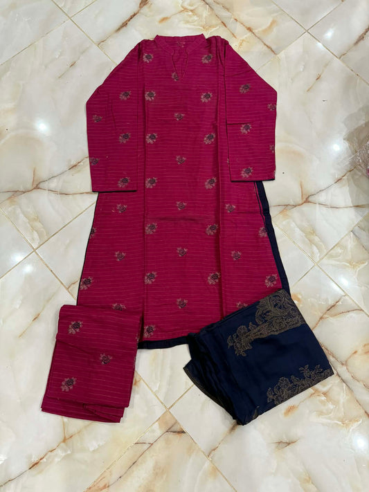 TAWAKAL 03 PC STITCH SUIT / PINK