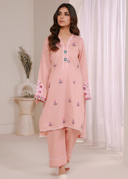 ZELLBIURY 02 PC STITCH SHIRT  TROUSER / PEACH