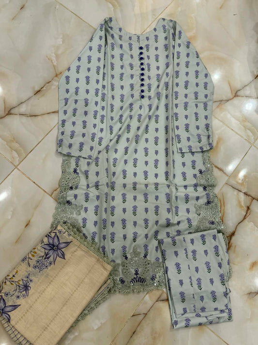 TAWAKAL 03 PC STITCH SUIT / LIGHT GREY
