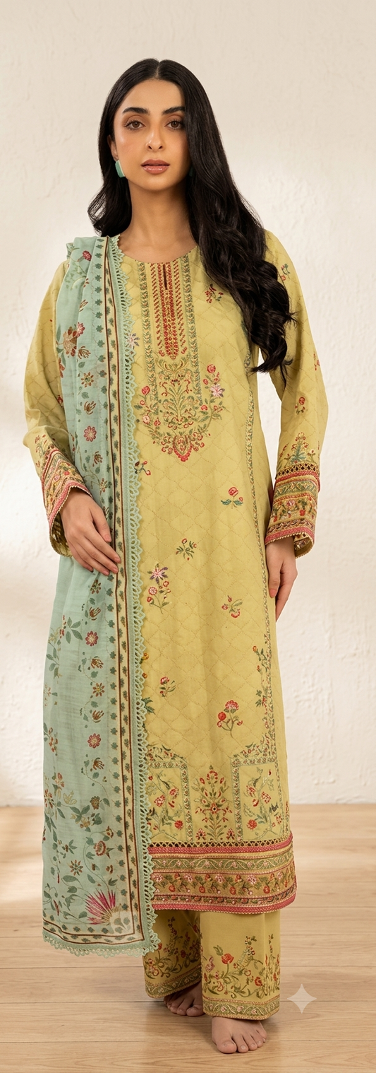 ALKARAM UNSTITCH 03PC EMBROIDERY