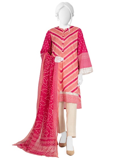 J.SHIRT DUPATTA-UNSTITCH/WOMEN-PINK