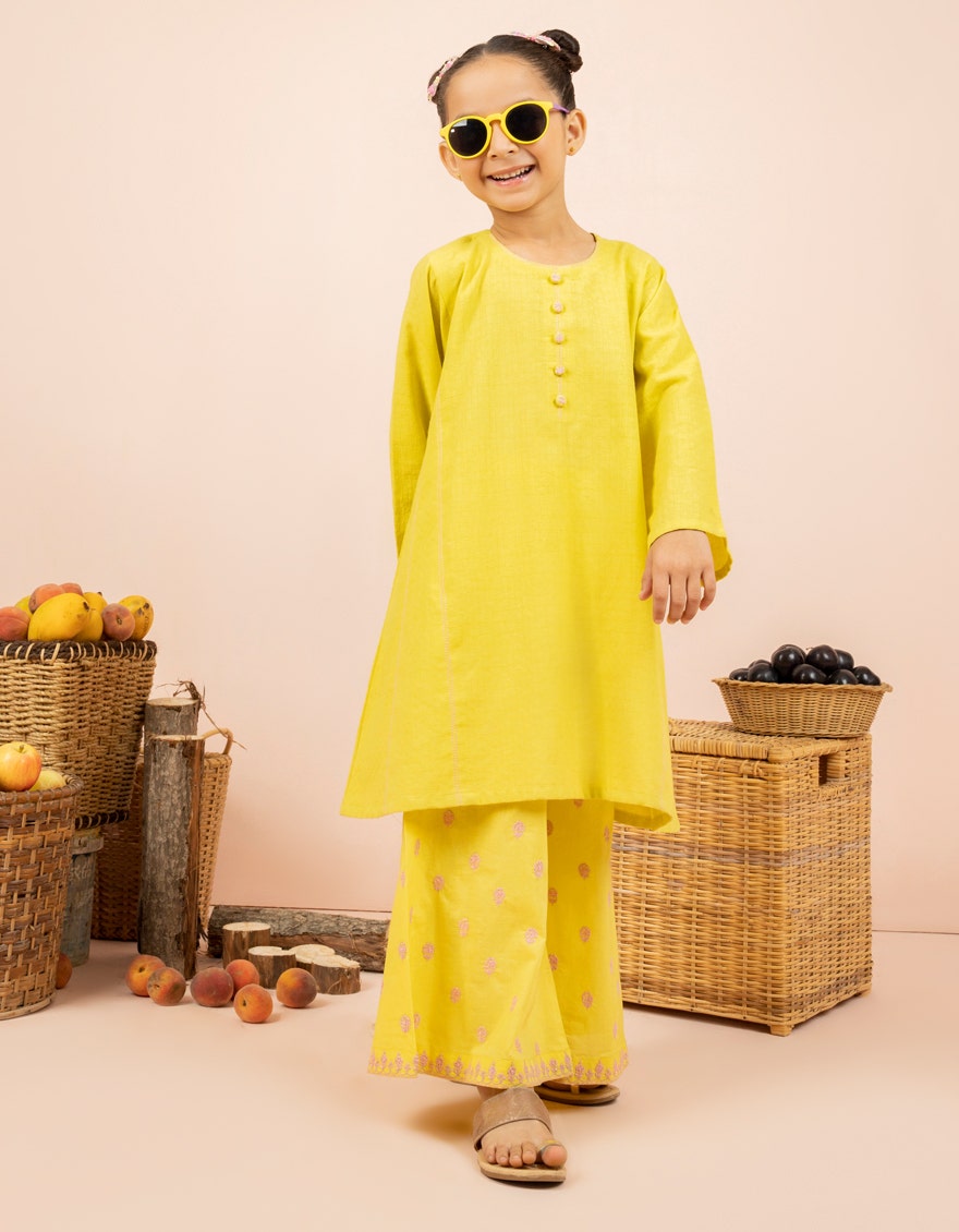 J.GIRLS-KURTI/STITCH-YELLOW-578