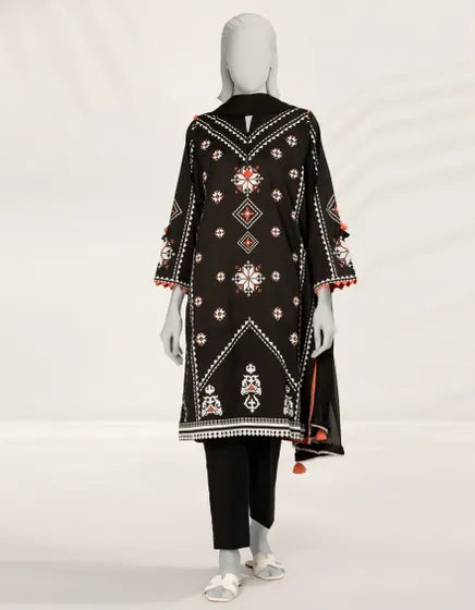 J. BLACK EMBOSSED LAWN 2PC STITCHED