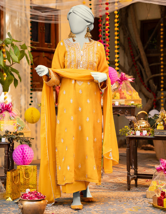 J. 03 PC STITCH SUIT / YELLOW -162