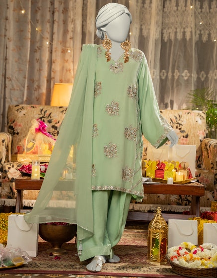 j. 03 pc stitch suit / green-169