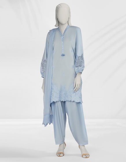 J. 03 PC STITCH SUIT / SKY BLUE -256