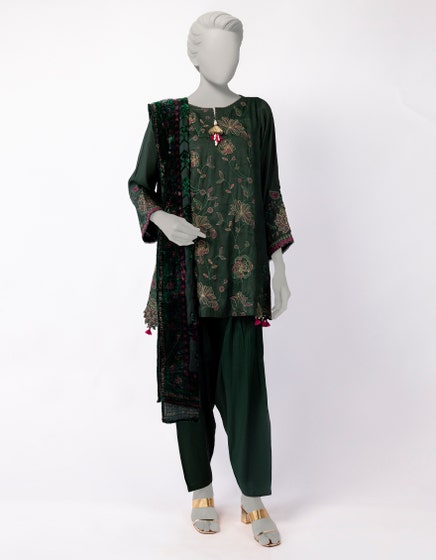 J. 03 PC STITCH SUIT / DARK GREEN-340