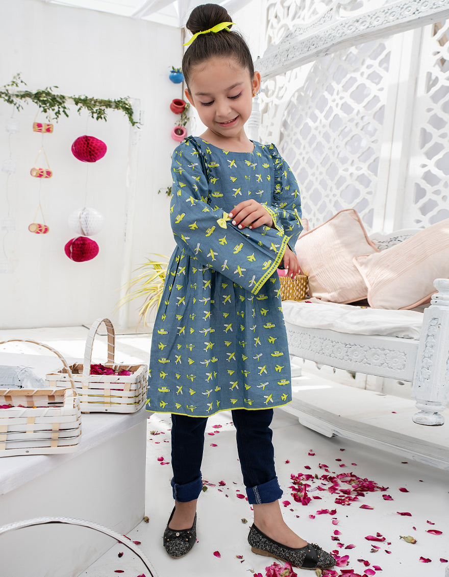 J. 01 PC STITCH KURTI GIRLS / GREY