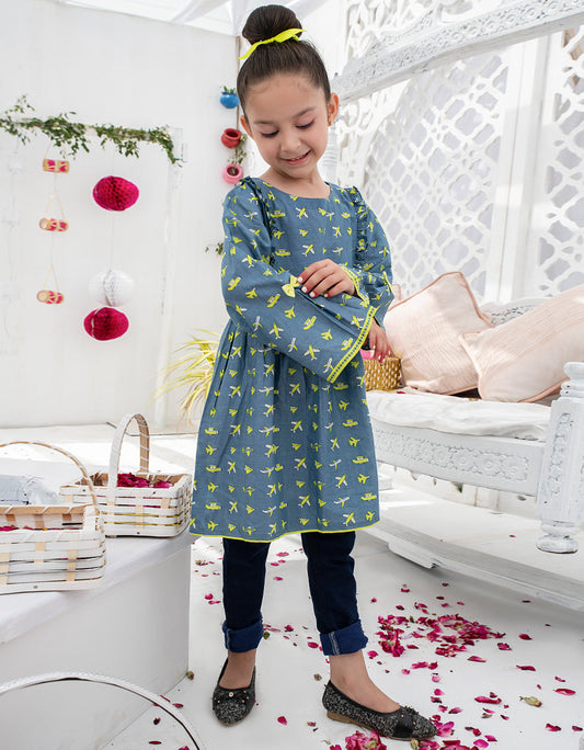 J. 01 PC STITCH KURTI GIRLS / GREY
