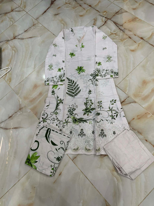 TAWAKAL 03 PC STITCH SUIT / WHITE